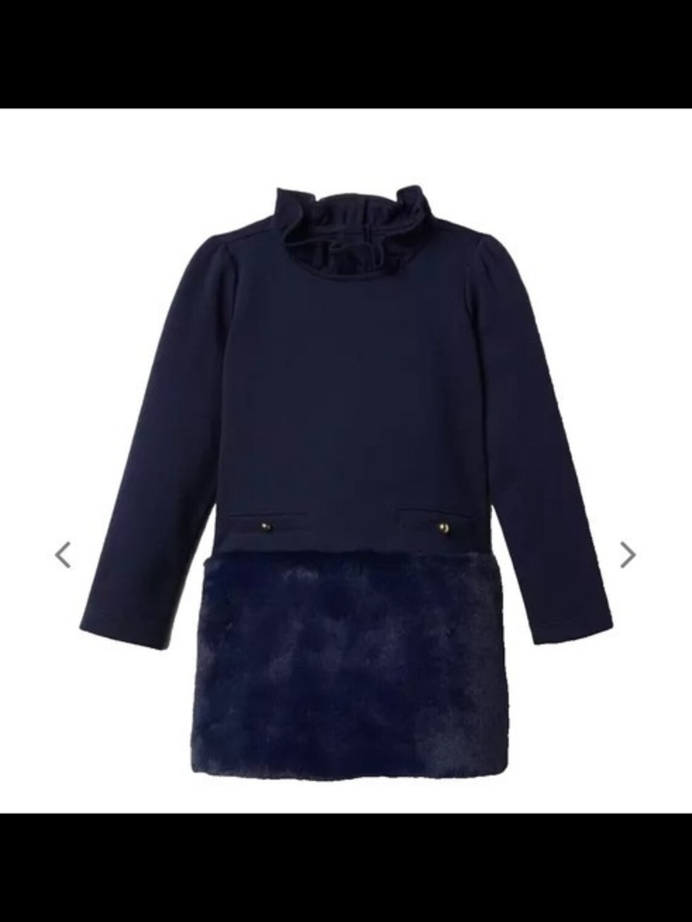 Janie and Jack Girls Navy Blue Faux Fur Dropwaist Ponte Dress With Hat